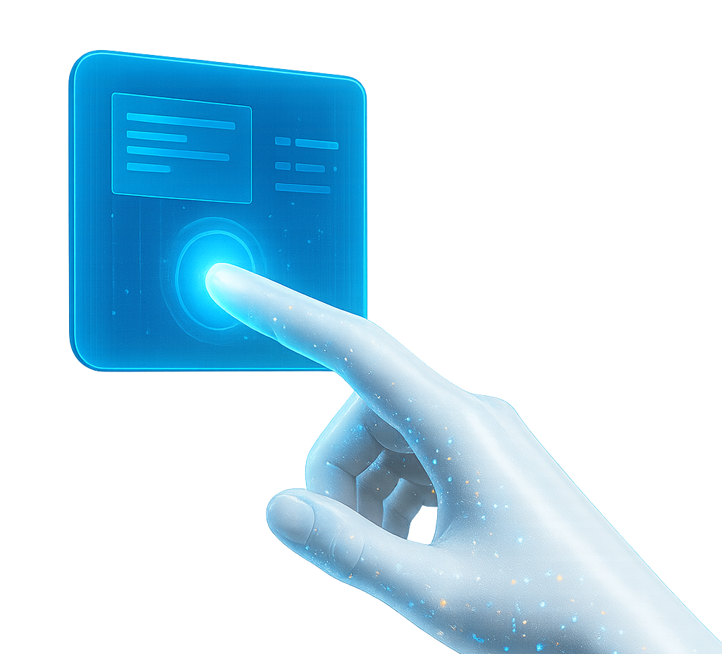 Futuristic AI assistant interface with professional bright design